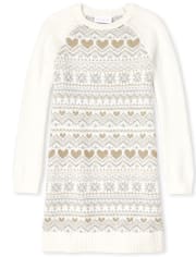 Girls Heart Fairisle Sweater Dress