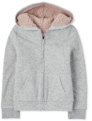 Sweat à capuche zippé en sherpa métallisé pour filles