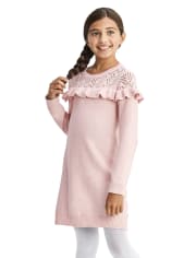 Girls Ruffle Sweater Dress