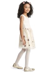 Girls Sequin Star Knit To Woven Dress