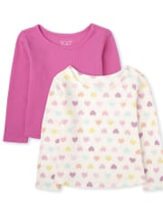 Toddler Girls Rainbow Star Thermal Top 2-Pack