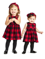 Toddler Girls Matching Family Buffalo Plaid Fit And Flare Dress