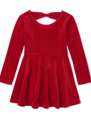 Baby And Toddler Girls Velour Bow Back Dress