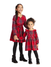 Baby And Toddler Girls Matching Family Plaid Peasant Dress