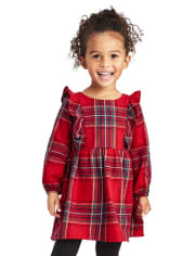 Baby And Toddler Girls Matching Family Plaid Peasant Dress