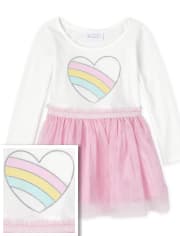 Baby And Toddler Girls Rainbow Heart Tutu Dress