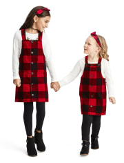Toddler Girls Buffalo Plaid Corduroy Skirtall Outfit Set