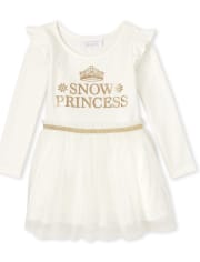 Vestido tutú de princesa de la nieve con purpurina para niñas pequeñas