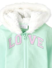 Toddler Girls Love Sherpa Outfit Set4