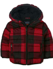 Toddler Boys Buffalo Plaid Puffer Jacket