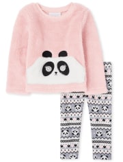 Toddler Girls Panda Fairisle Outfit Set
