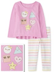 Toddler Girls Shapes And Striped Outfit Set