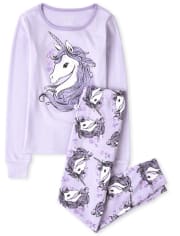 Girls Unicorn Snug Fit Cotton Pajamas