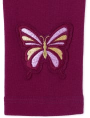 Leggings con forro polar de mariposa para niñas pequeñas