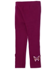 Leggings con forro polar de mariposa para niñas pequeñas