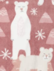 Pijama de una pieza de polar con oso polar para bebés y niñas pequeñas