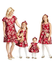Baby Girls Mommy And Me Vestido a juego de jacquard rosa metalizado