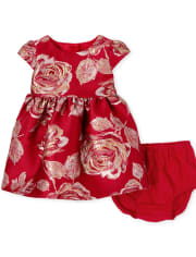 Baby Girls Mommy And Me Vestido a juego de jacquard rosa metalizado
