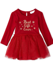 Baby Girls Glitter Best Gift Knit To Woven Tutu Dress