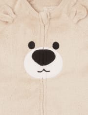 Pijama de una pieza de polar con oso para bebés y niños pequeños
