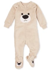 Pijama de una pieza de polar con oso para bebés y niños pequeños
