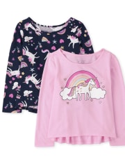 Toddler Girls Graphic Top 2-Pack