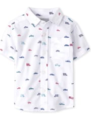 Enchanted Designer Inspired Print Boys Button-Up Shirt 2T