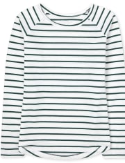 T-shirt basique à superposition rayé pour fille