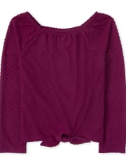 Girls Square Neck Tie Front Top