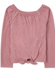 Girls Square Neck Tie Front Top