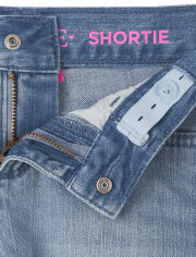 Girls Two Tone Denim Shortie Shorts