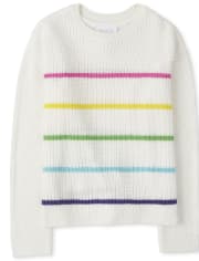 The Childrens Place Girls Rainbow Striped Sweater
