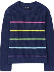 Pulls à rayures arc-en-ciel Fille