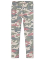 Girls Print Fleece Lined Cozy Leggings