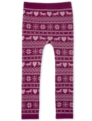 Girls Fairisle Fleece Lined Leggings