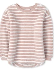 Girls Striped Sherpa Sweatshirt