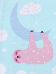 Pijama de algodón ajustado para niñas Sloth