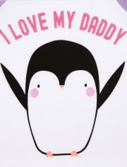Pijamas de algodón ajustados Penguin Love para bebés y niñas pequeñas