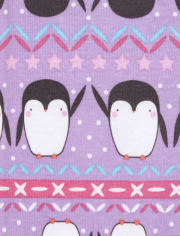 Pijamas de algodón ajustados Penguin Love para bebés y niñas pequeñas
