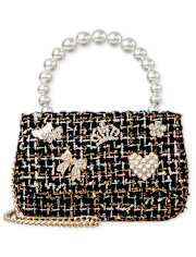 Girls Embellished Tweed Bag