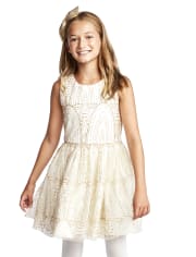 Girls Glitter Fit And Flare Dress