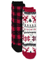 Kids Buffalo Plaid Cozy Socks 2-Pack