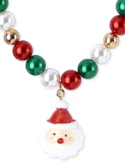 Girls Santa Beaded Necklace And Bracelet Set