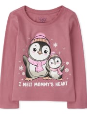 Camiseta con estampado de pingüinos para bebés y niñas pequeñas