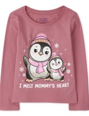 Baby And Toddler Girls Penguin Graphic Tee