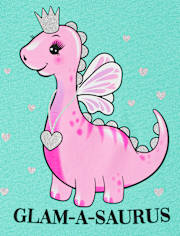 Camiseta con gráfico Glam-A-Saurus para bebés y niñas pequeñas