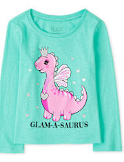 Camiseta con gráfico Glam-A-Saurus para bebés y niñas pequeñas