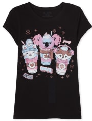 Camiseta con gráfico de batido de animales para niñas