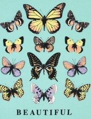 Camiseta con gráfico de mariposa para niñas
