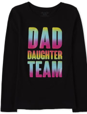 Camiseta con estampado de papá e hija para niñas